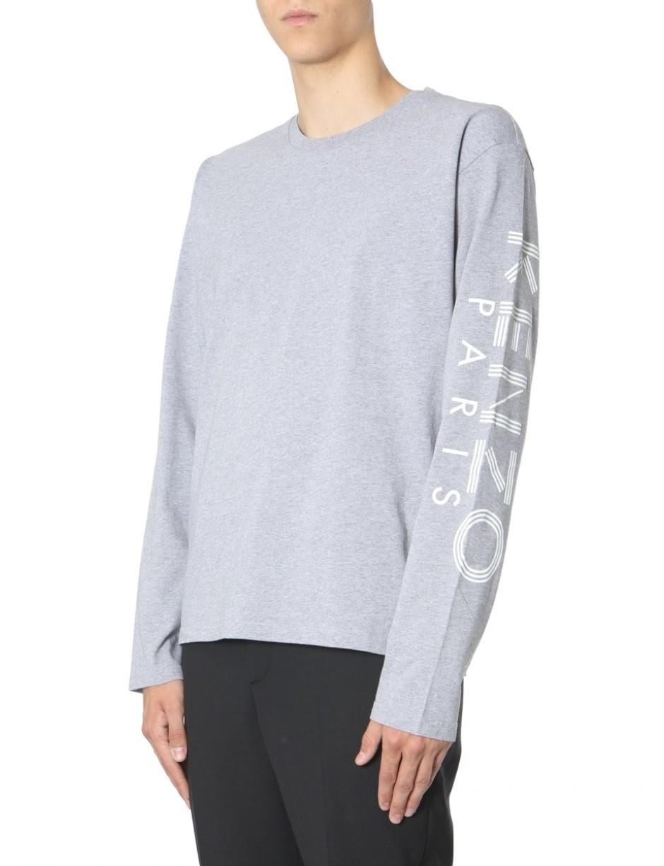 KENZO Cotton Long Sleeve T-shirt in Grey (Grey) for Men - Lyst