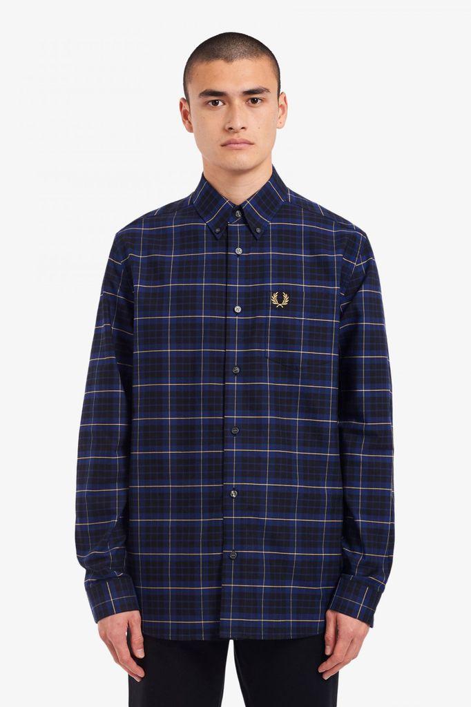Fred Perry Cotton Tonal Check Shirt M1546 Navy in Blue for Men - Lyst