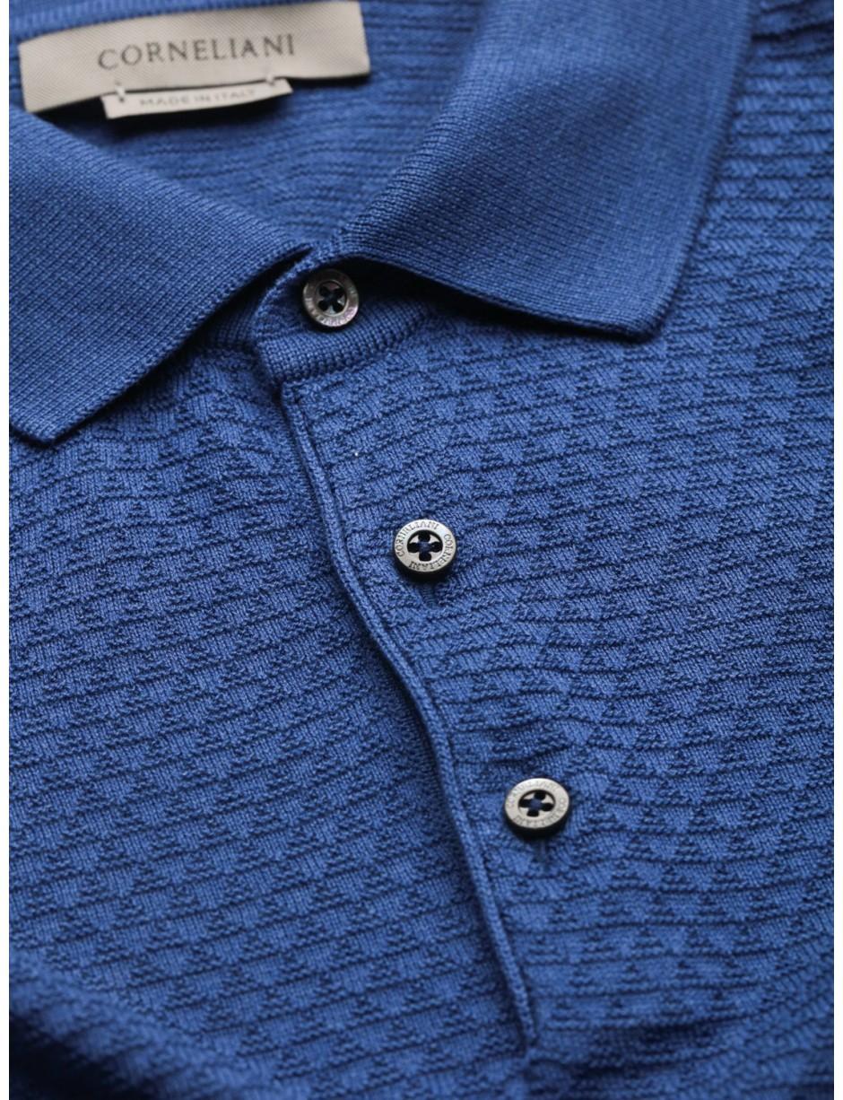 Corneliani Silk & Cotton Polo (indigo) in Blue for Men | Lyst
