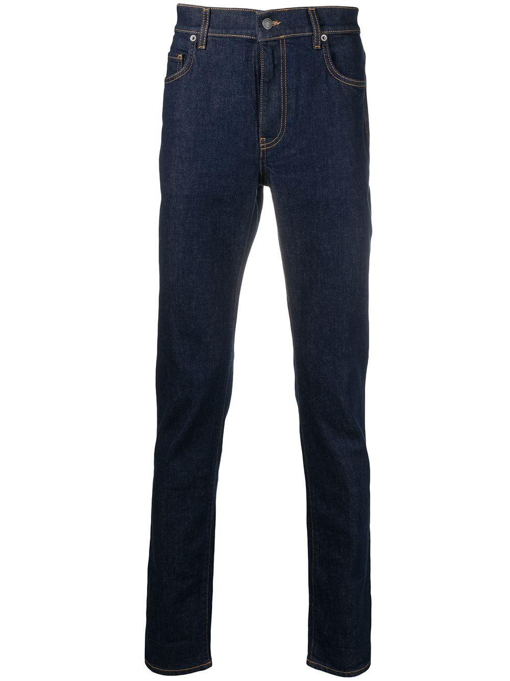 Moschino Denim Question Mark Embroidered Jeans in Blue for Men 
