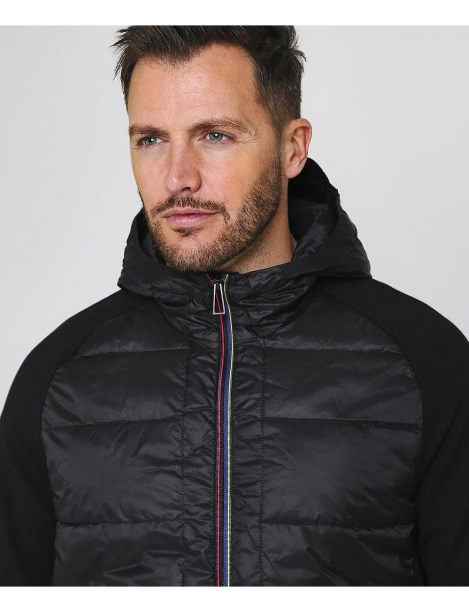 Paul Smith Mixed Media Hooded Jacket in Black for Men | Lyst
