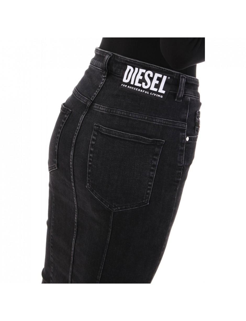 black zip denim skirt