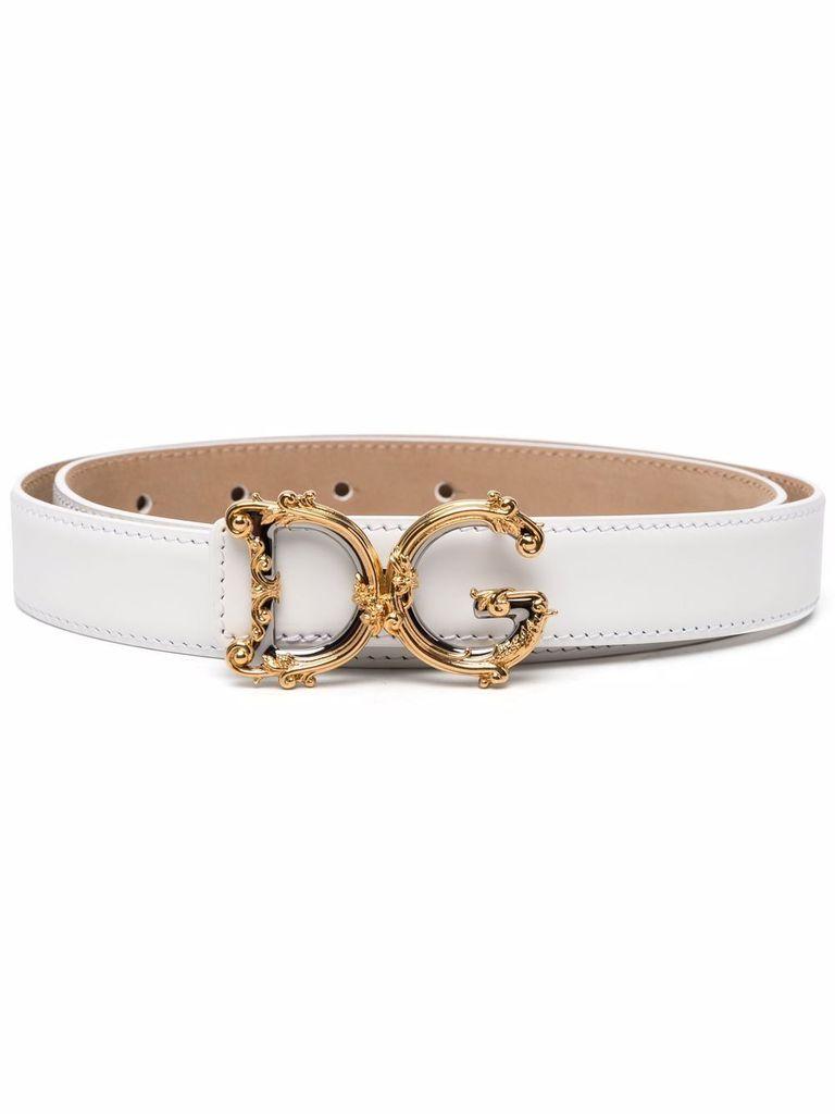 Dolce & Gabbana Dg Logo-buckle Leather Belt in White - Save 36% - Lyst