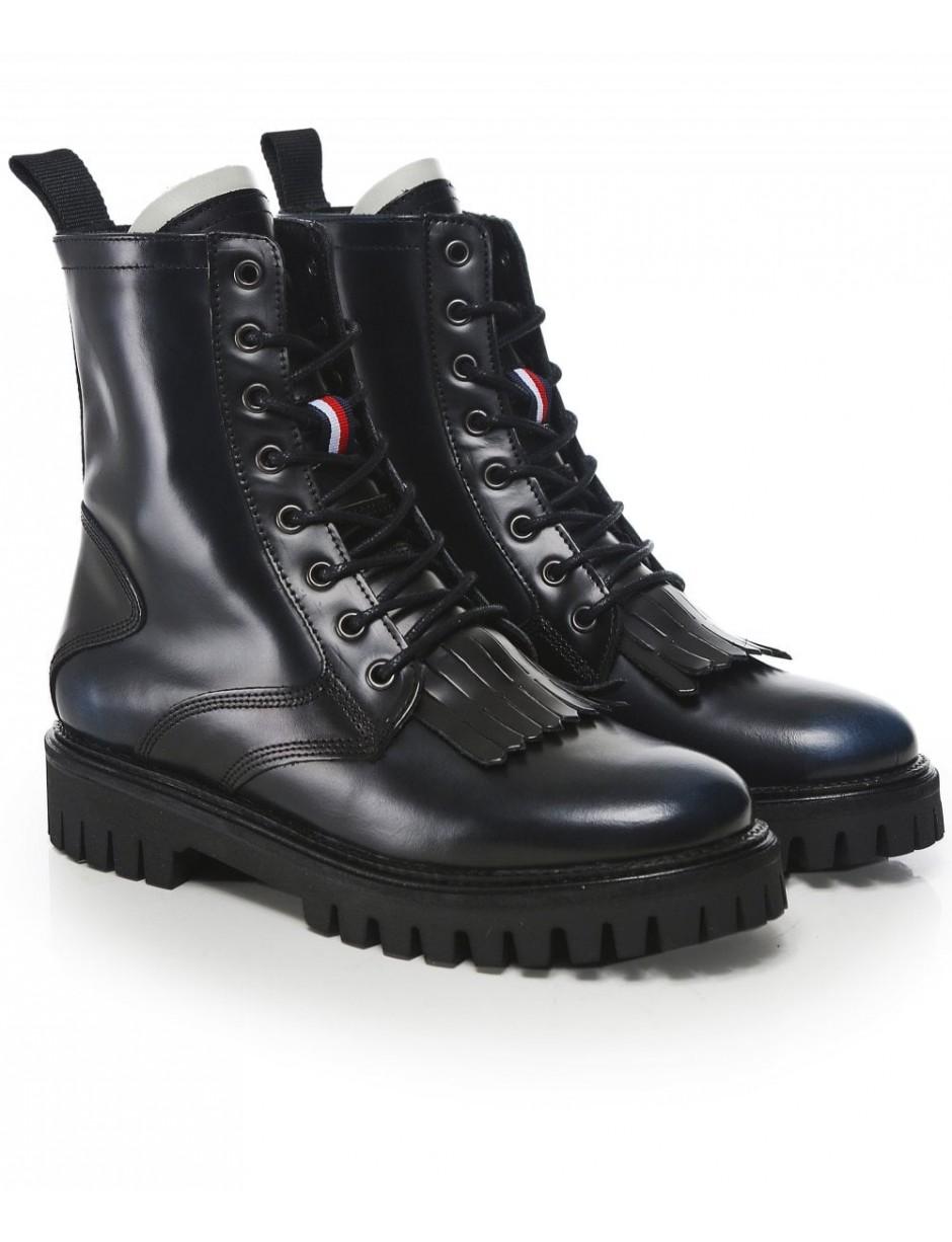 tommy hilfiger polished leather flat boot