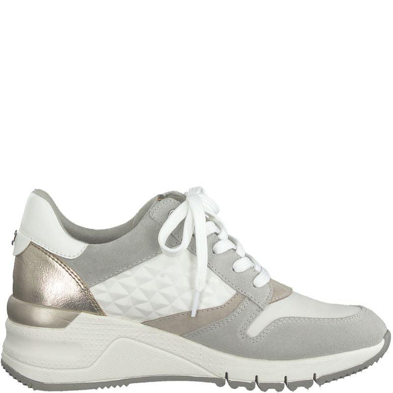 Tamaris Suede Trainers With Silver & Stone Detailing in White | Lyst