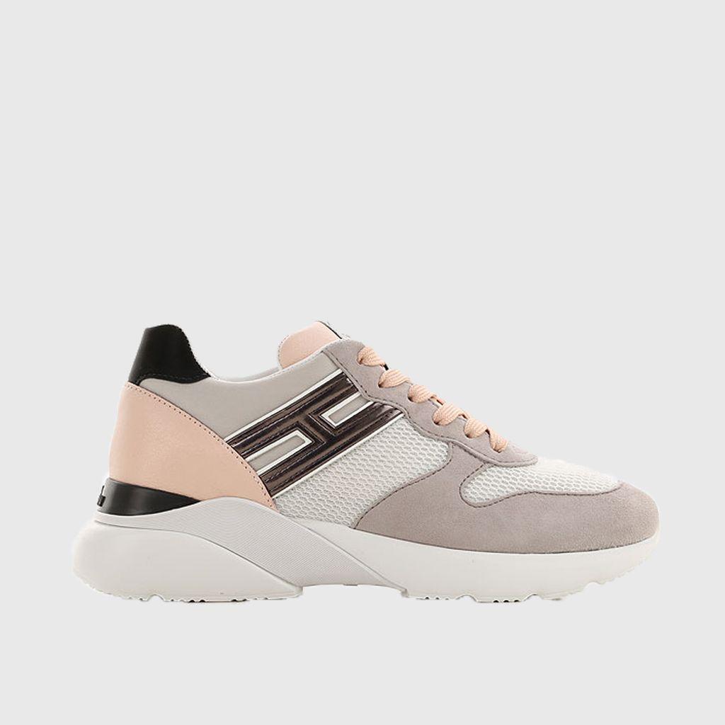 Hogan Sneakers Active One In Suede Grigio E Tessuto Bianco Con Sperone Rosa  in White | Lyst