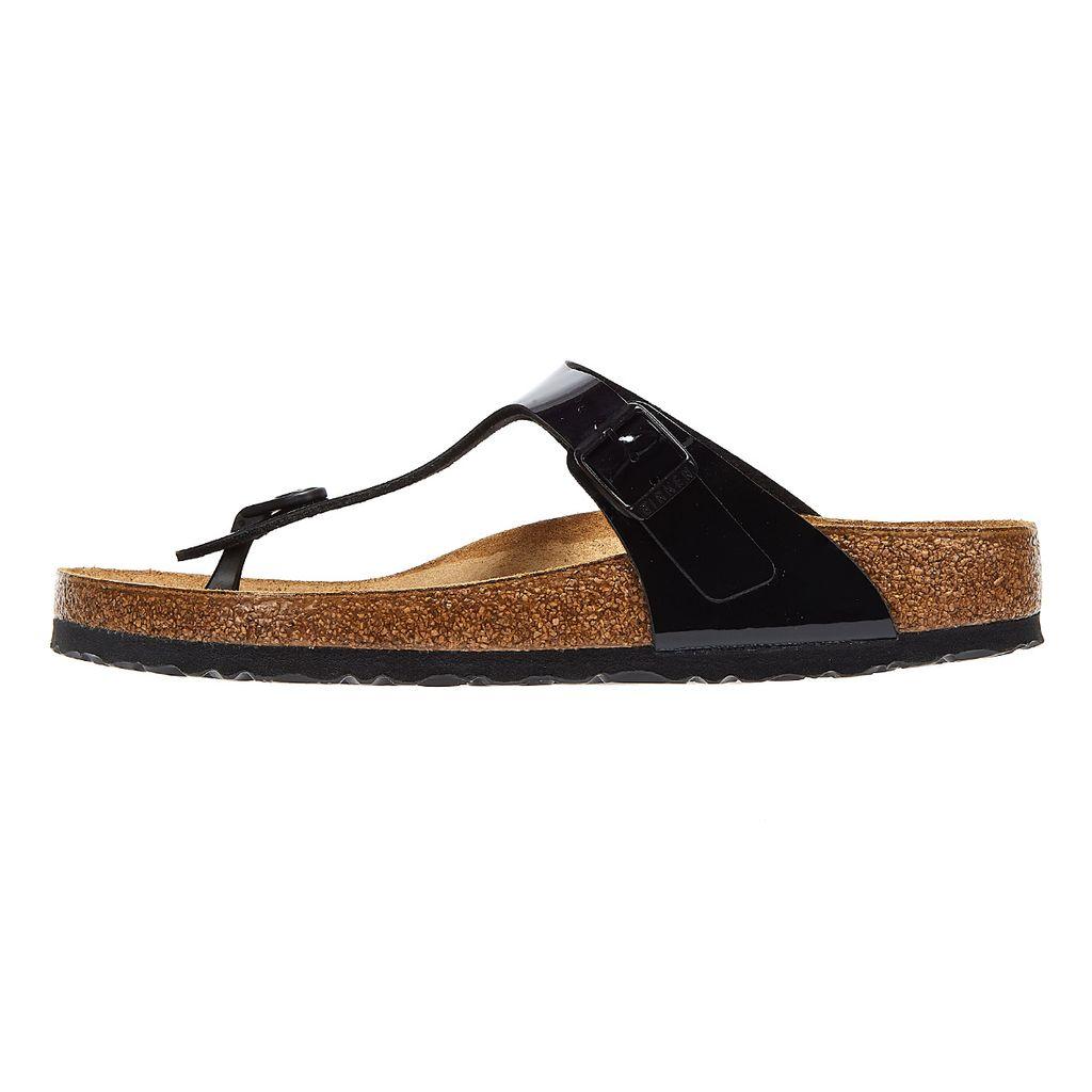 Birkenstock Gizeh Birko Flor Patent Sandals in Black | Lyst