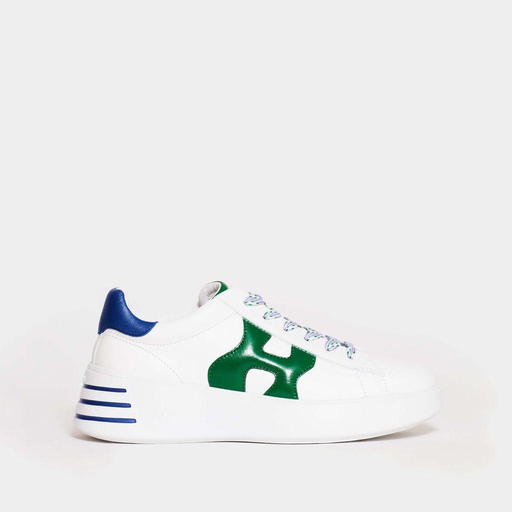 Hogan Sneakers Rebel In Pelle Bianco Con Dettagli Blu E Verde in White |  Lyst