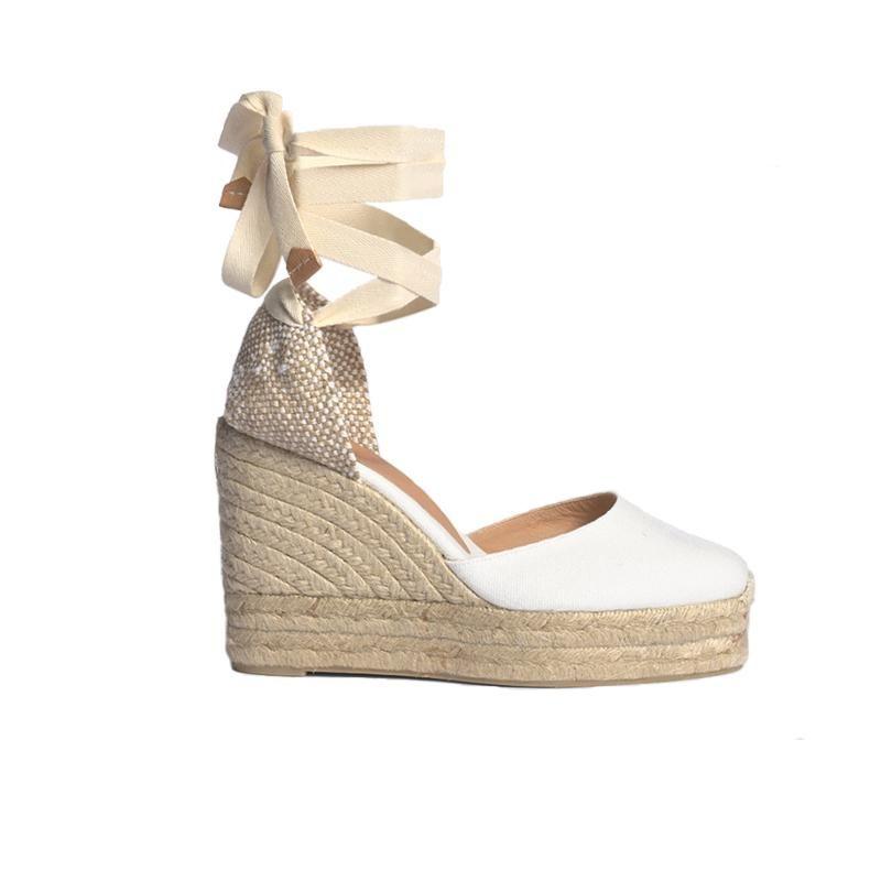 Castañer Carina 100 Platform Wedge Espadrilles in White | Lyst