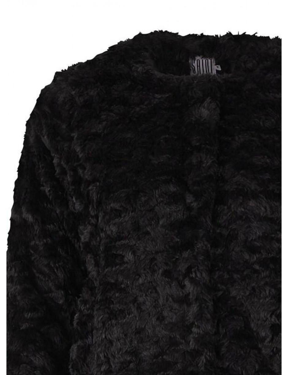 Saint Tropez Faux Fur Black Jacket - Lyst