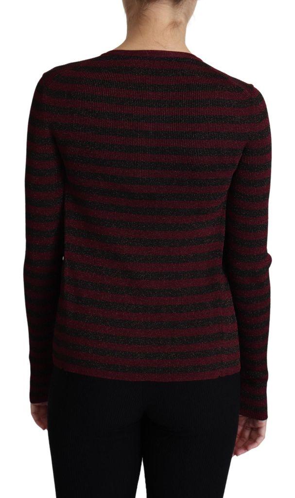 Red Striped Viscose Cardigan Sweater 