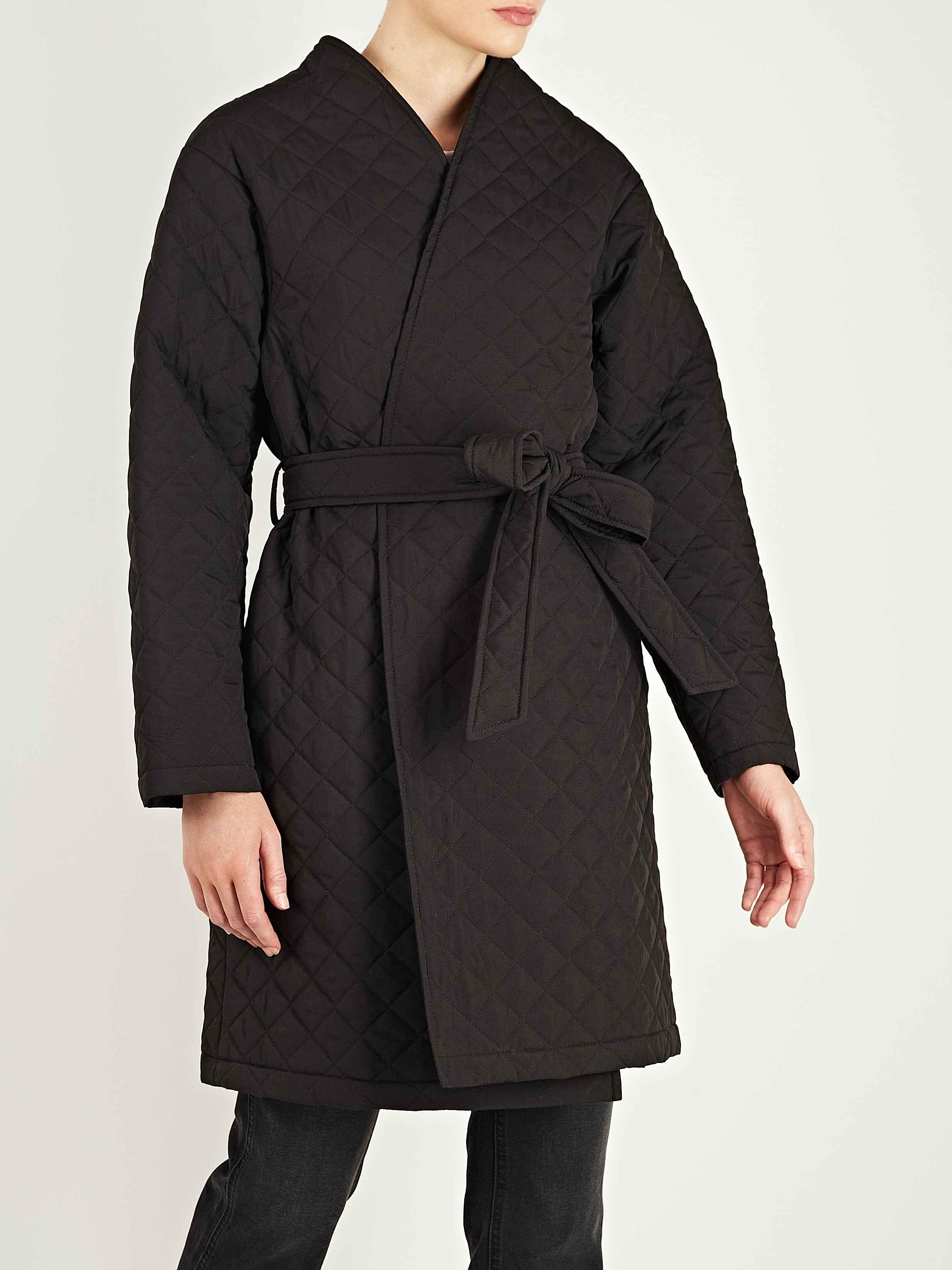 Helene Berman Lynn Quilted Coat in Black | Lyst