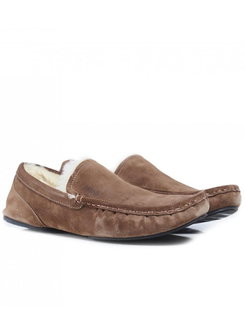 BOSS by HUGO BOSS Suede Moccasin Relax Slippers in Brown for Men - Lyst