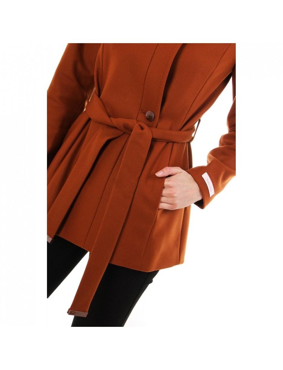 drytaa short belted wrap coat