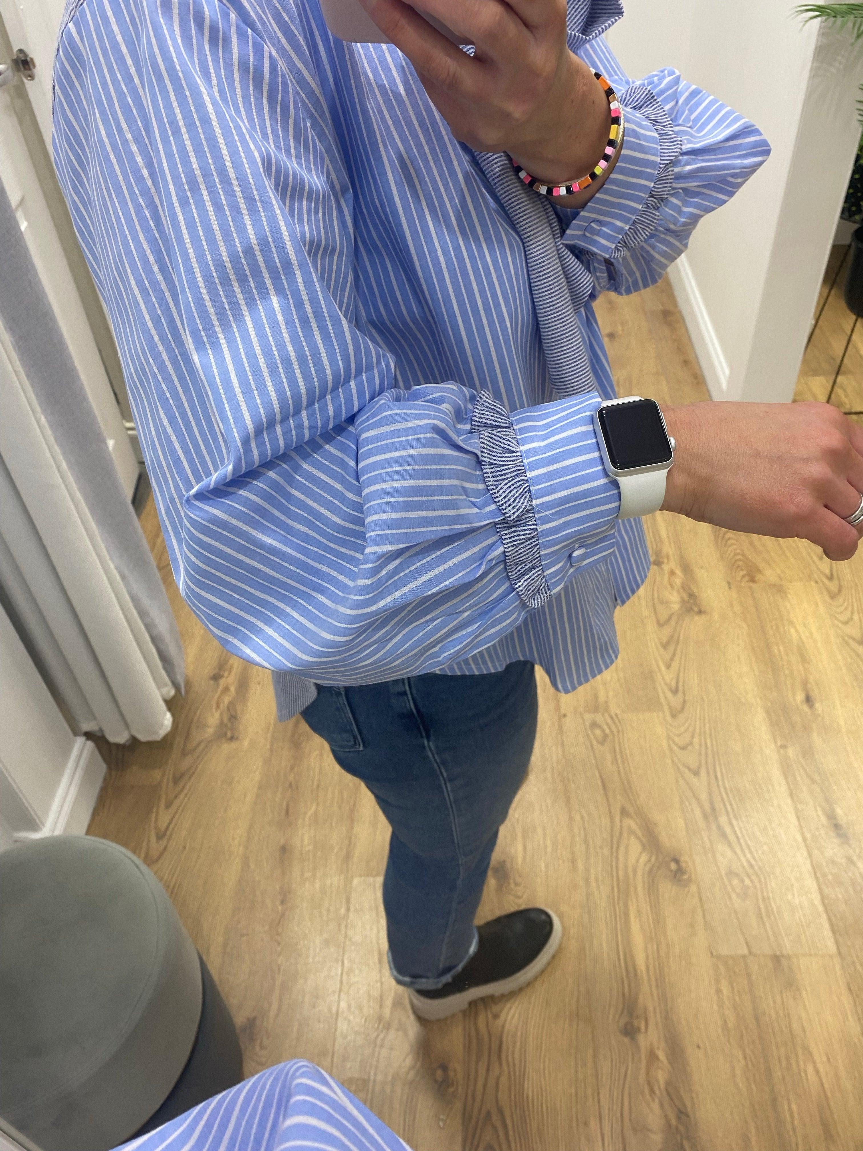SELECTED Denim Dia Pussy Bow Blouse in 