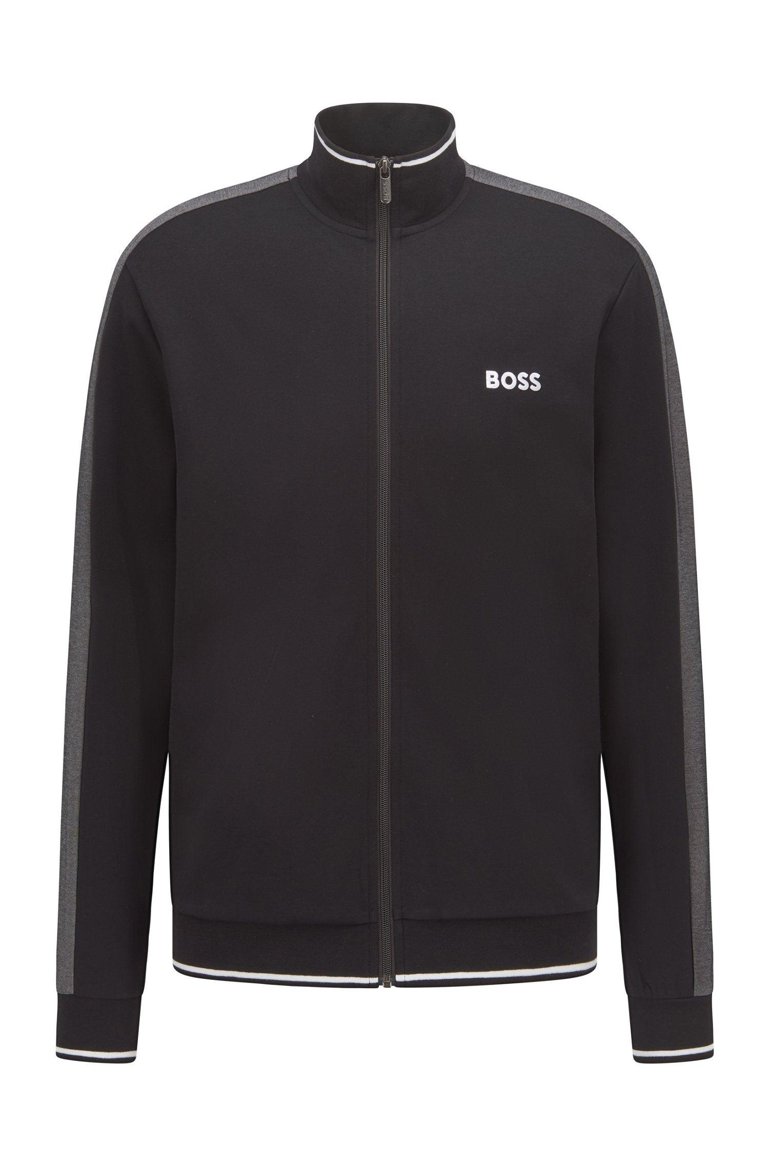 BOSS by HUGO BOSS Boss - Cotton-blend Regular-fit Tracksuit Jacket With  Embroidered Logo in Black for Men | Lyst