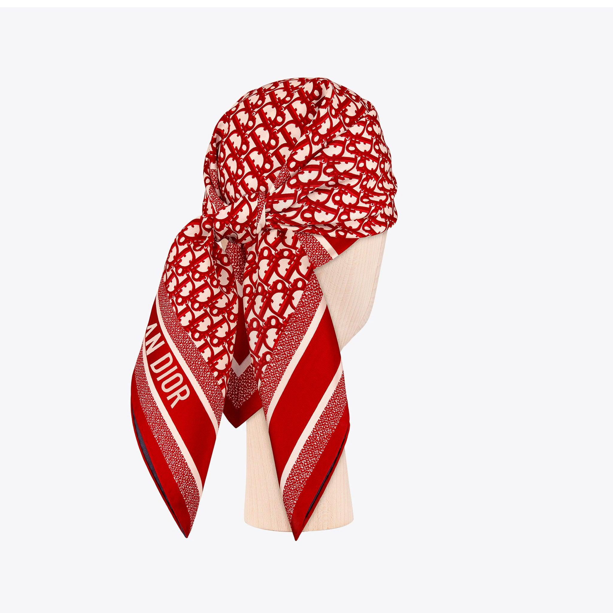 Dior Silk All Over Logo Foulard in Red | Lyst