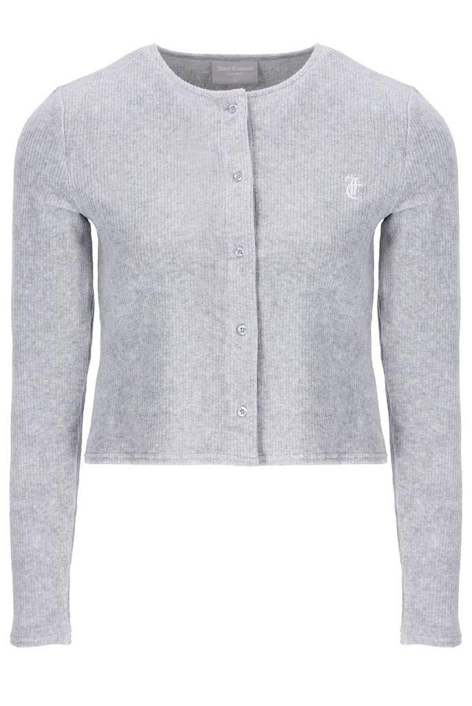 Luna Rib Velour Cardigan - Silver Marl 