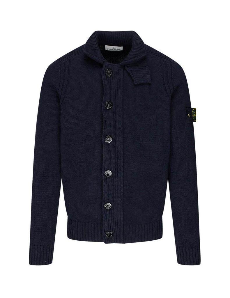Stone Island 564a3 Lambswool Cardigan Navy Blue for Men - Lyst