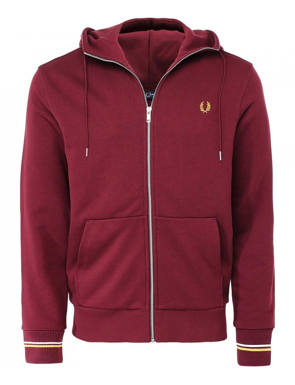 Fred Perry Cotton Zip-through Hoodie J7536 799 in Red for Men - Lyst