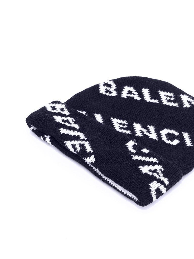 Balenciaga Wool Knitted Logo Beanie 
