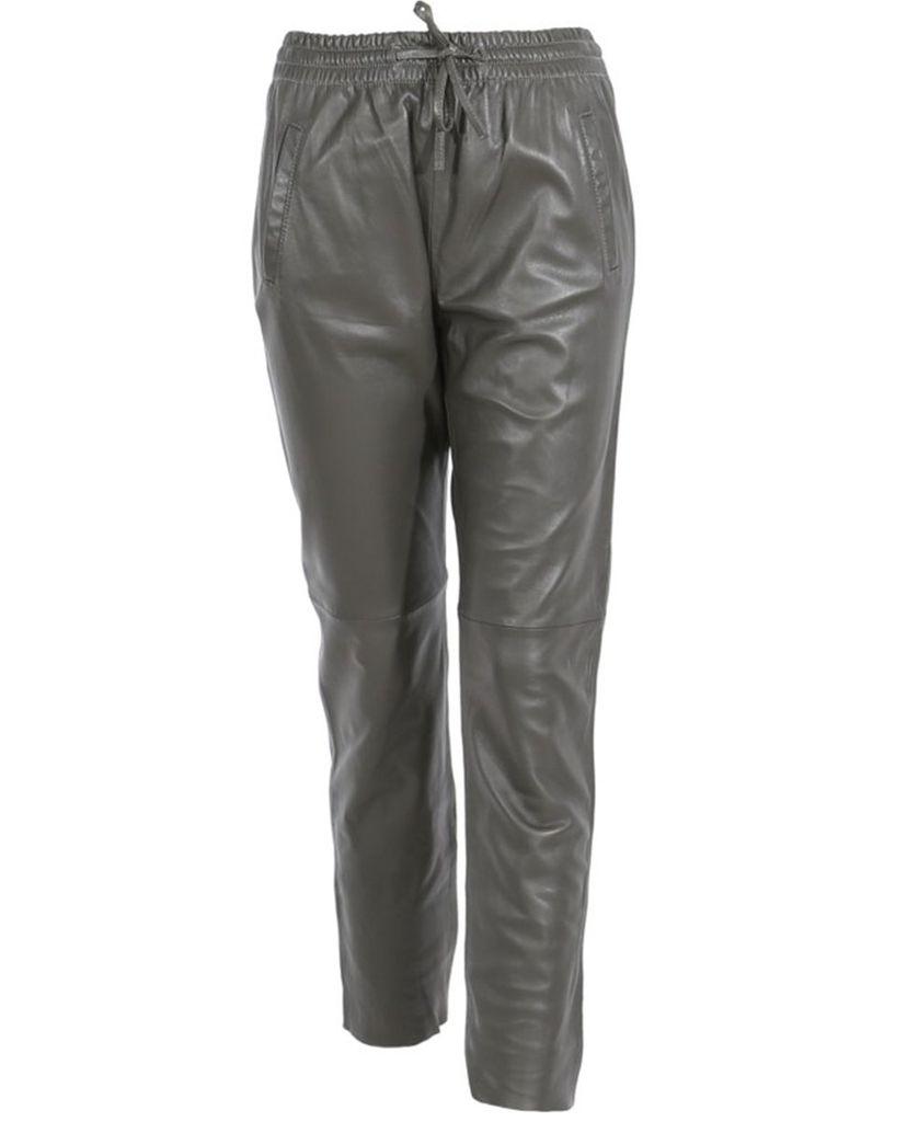 Oakwood Gift Dark Khaki Leather Trousers in Gray - Lyst