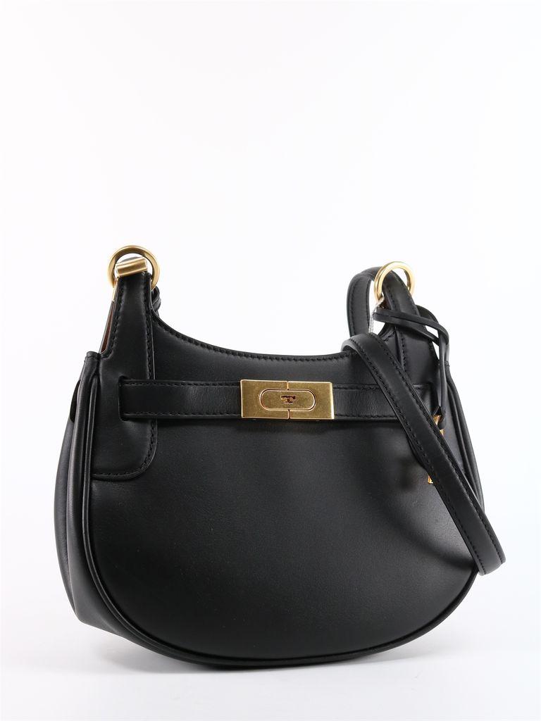 Tory Burch Leather Saddle Bag Lee Radziwill Small in Black - Lyst