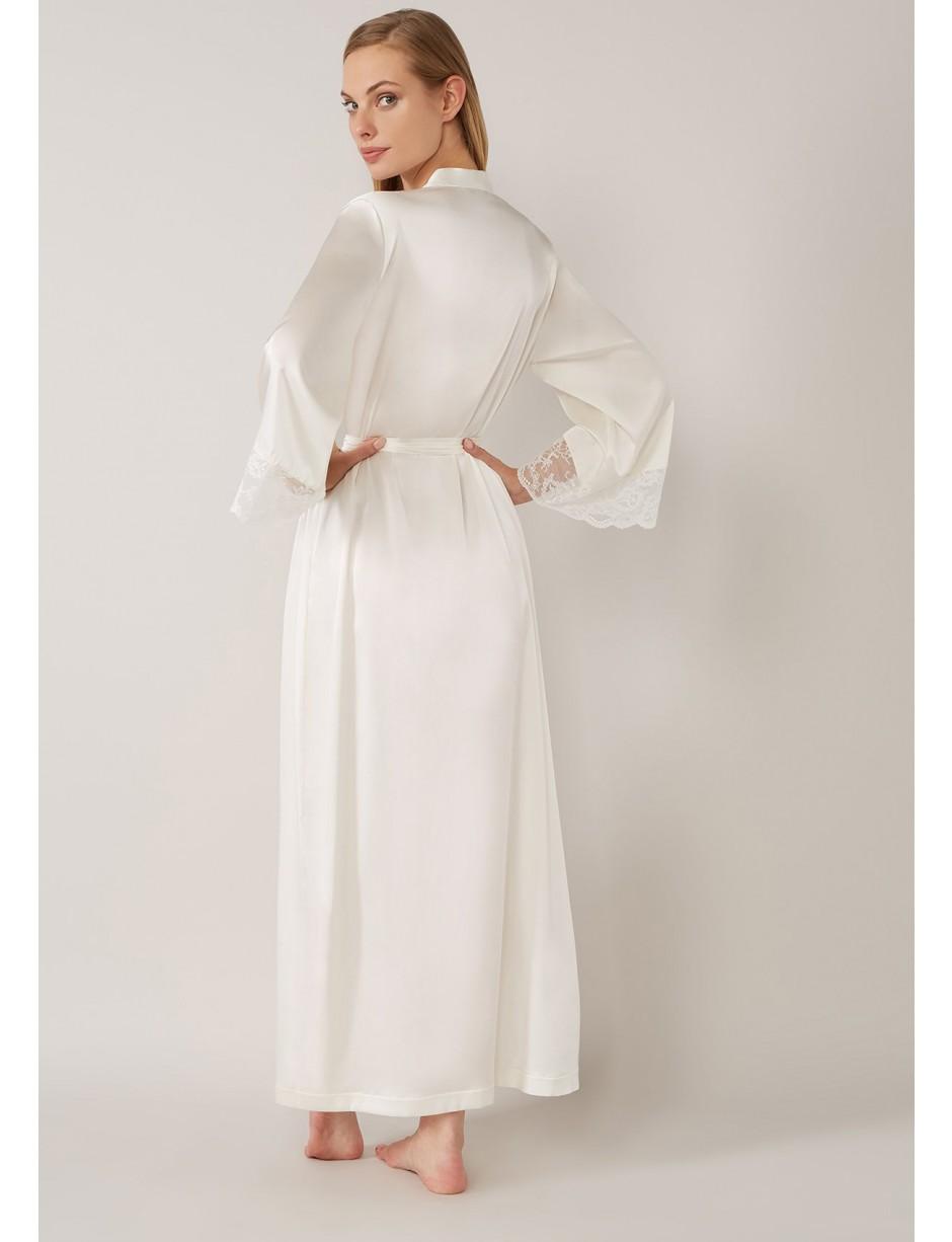 Gilda Pearl Silk Rita Floor Length Robe In White Lyst