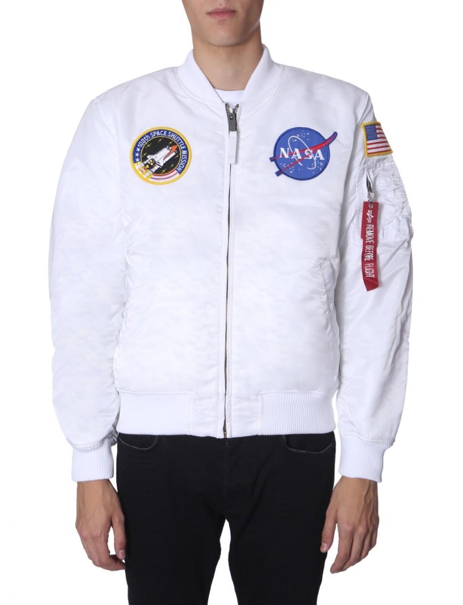 Alpha Industries Synthetic Nasa Ma-1 Bomber Jacket in 09 White 