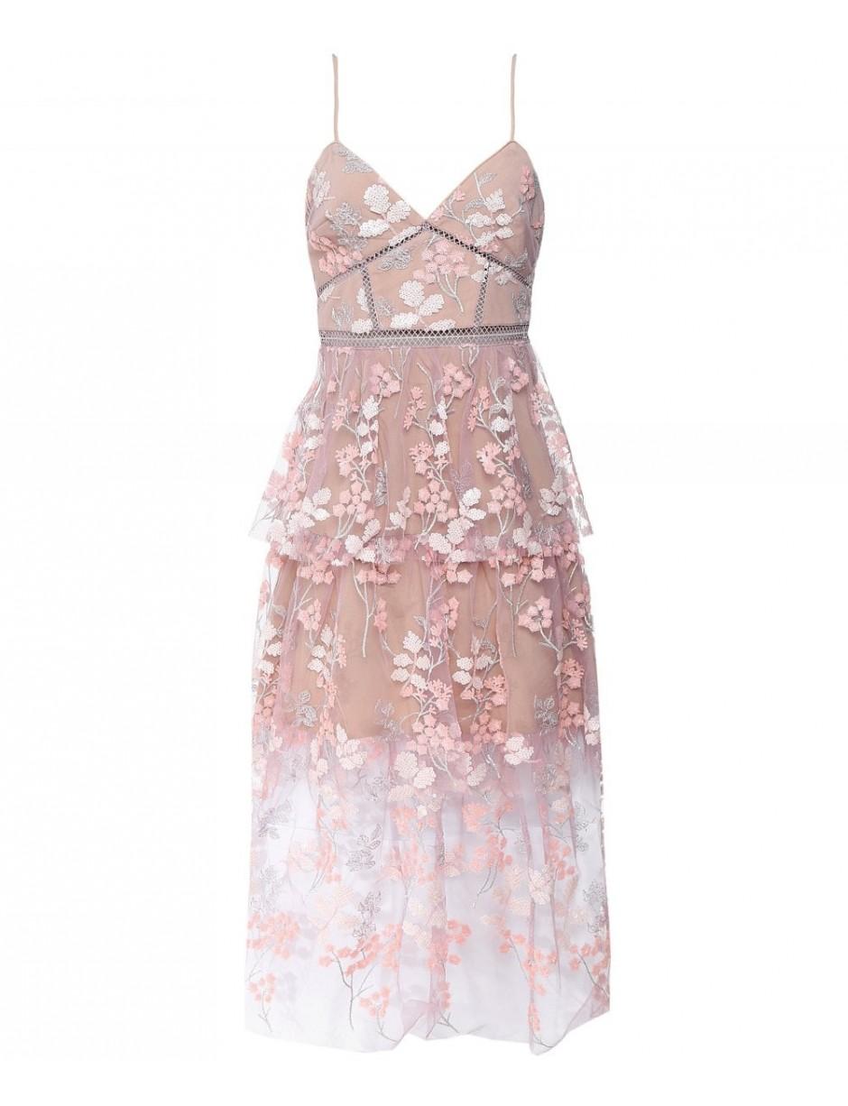 floral embellished midi dress self portrait