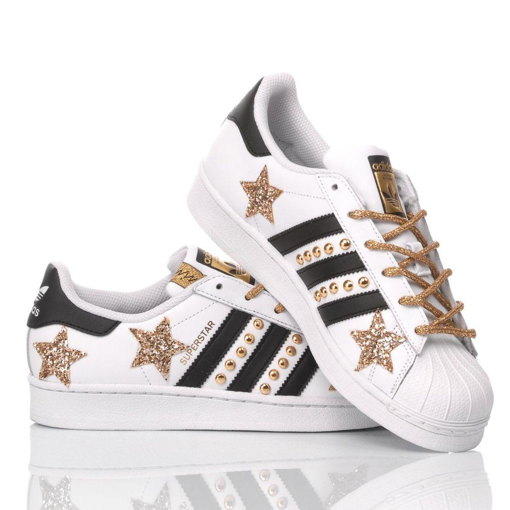 adidas Superstar White, Gold | Lyst