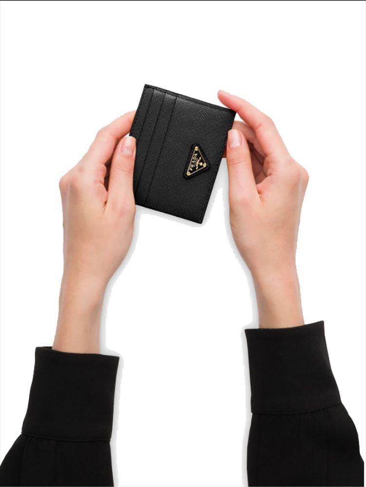prada logo plaque wallet