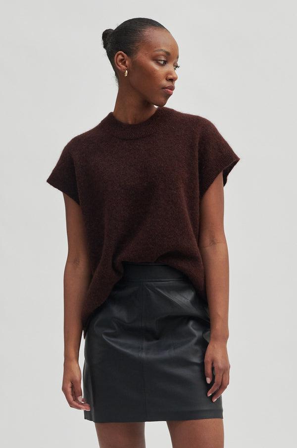 Second Female Brook Knit Oversize Vest Deep Mahogany | Lyst