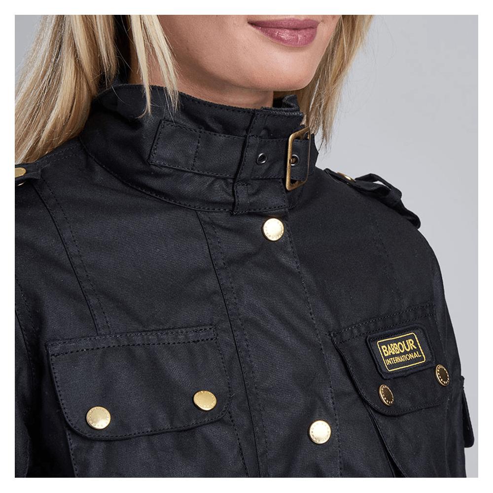 Barbour Cotton Ladies International Wax Jacket, Plain Pattern in Black -  Save 45% - Lyst