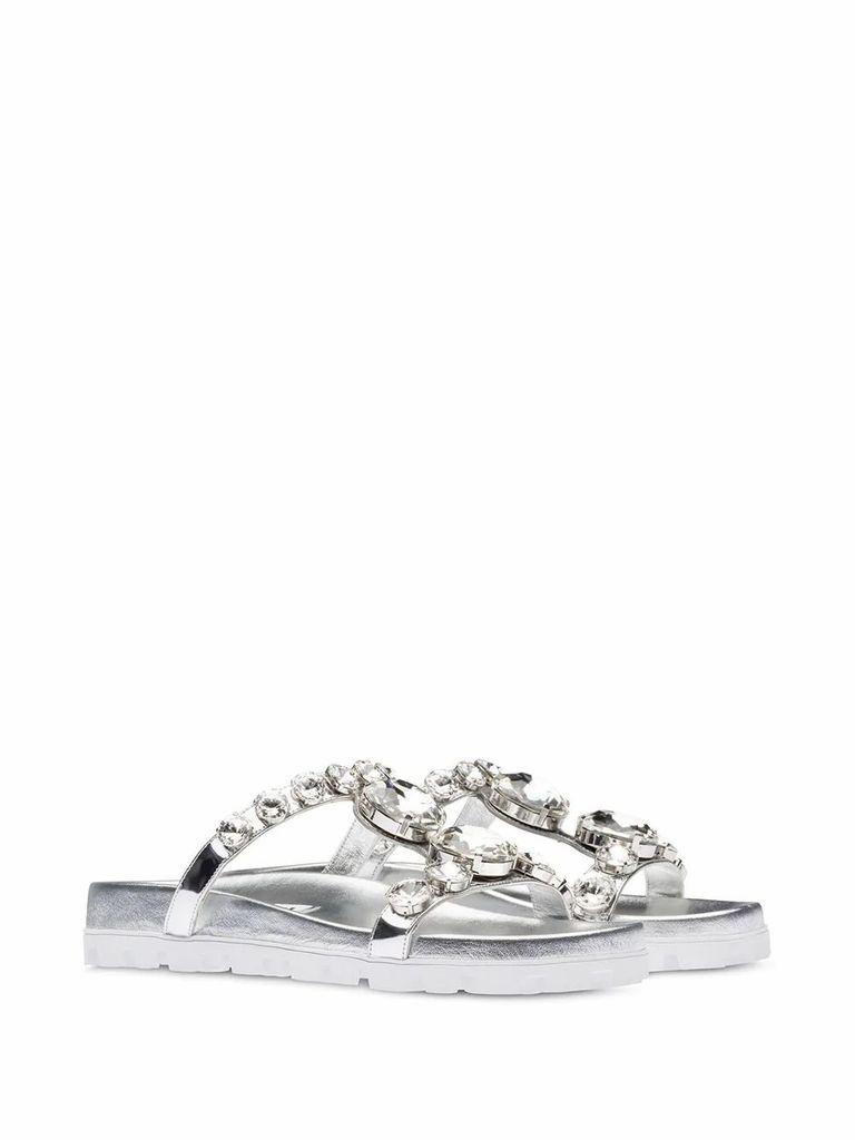 miu miu silver flats