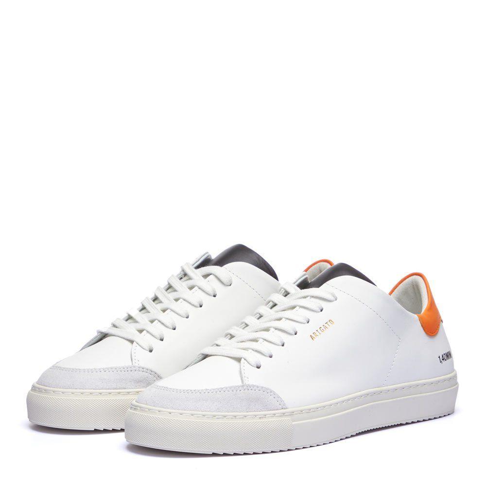 Axel Arigato Leather Clean 90 Sneakers – / Green / Orange in White 