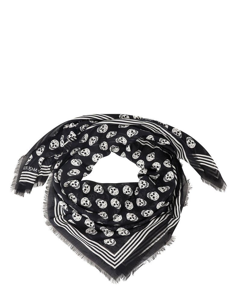 Alexander McQueen Modal Foulard With Iconic Skull Print in Black for ...