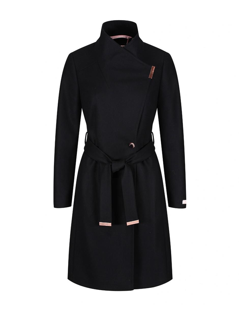 Ted Baker Women's Sandra Long Wool Wrap Coat in Black Lyst