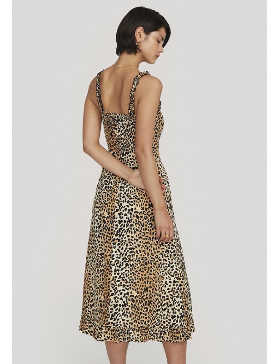 faithfull noemie smocked midi dress