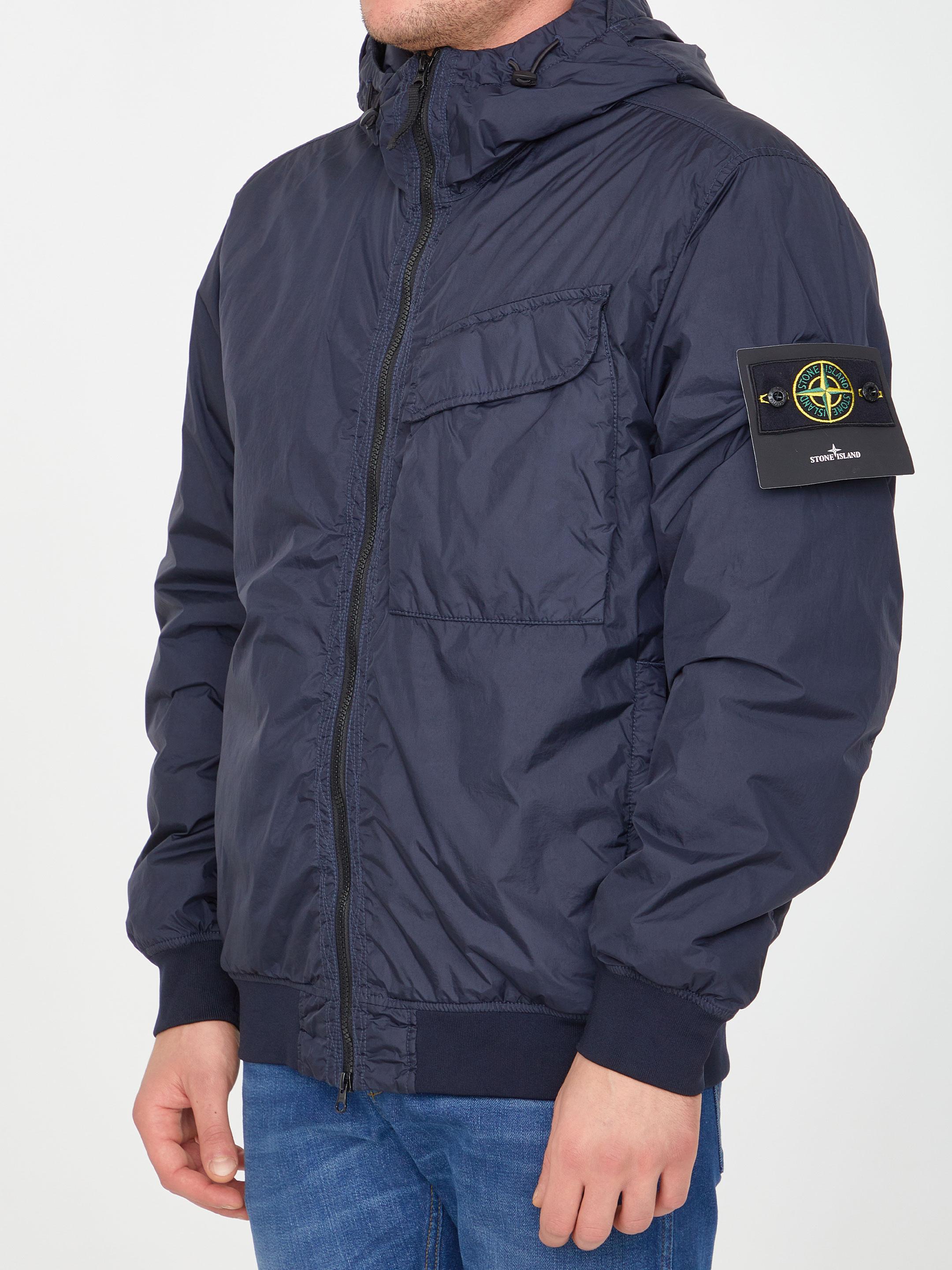 Synthetic Blue Nylon Jacket for Men 