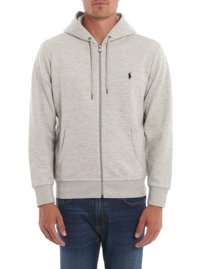 gray polo zip up hoodie