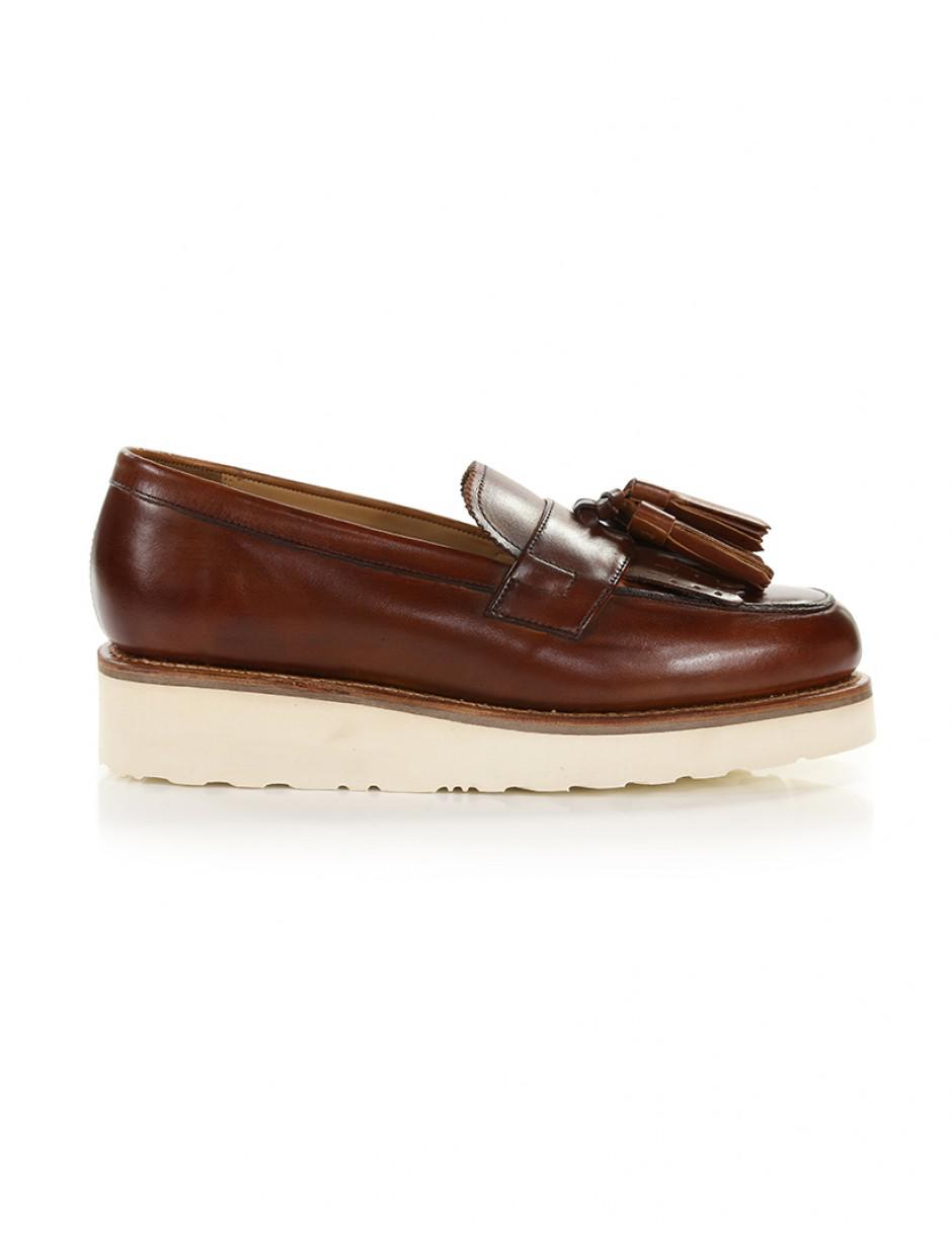grenson clara leather wedge loafers
