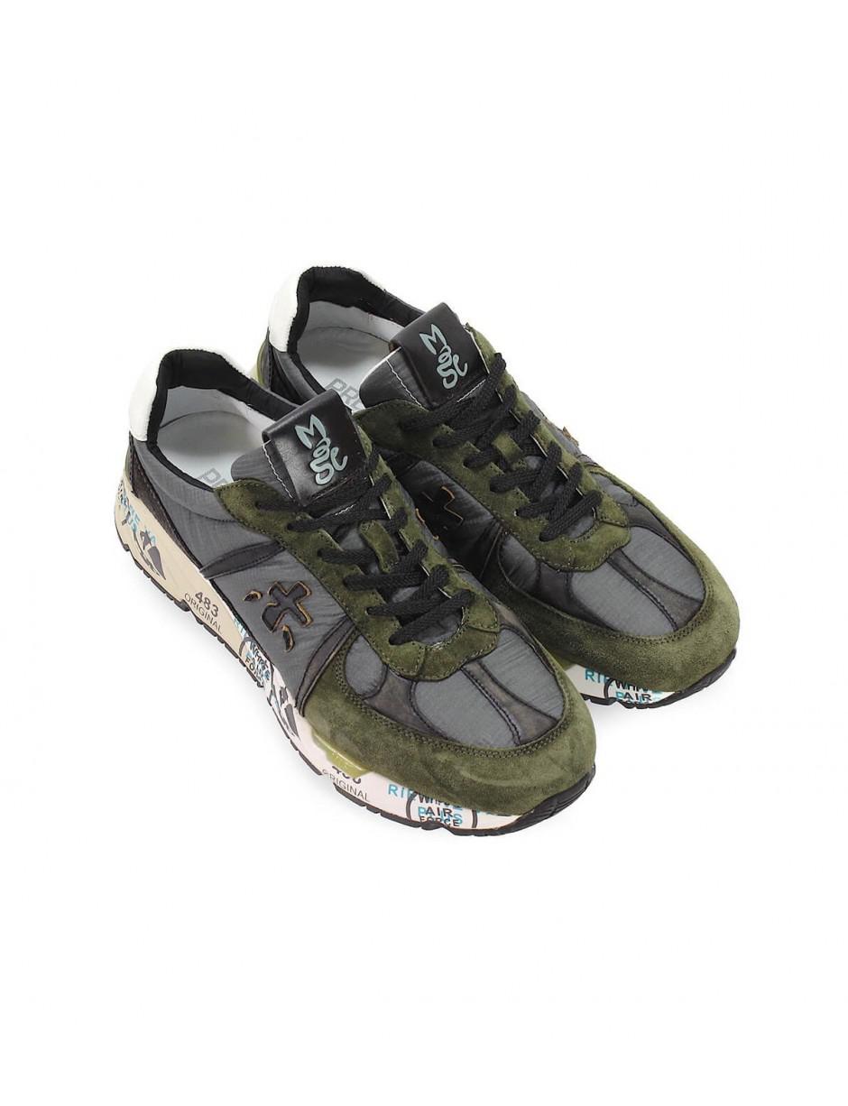 Premiata Mens Mase3555 Green Suede Sneakers