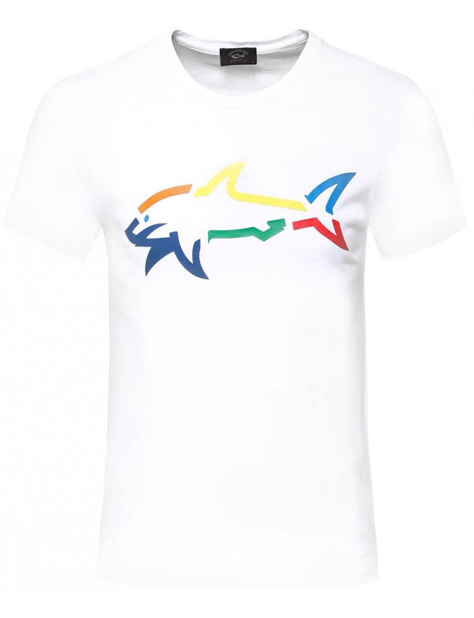 Paul & Shark Cotton Shark Fit Jersey Rainbow Shark T-shirt in White for Men  - Lyst