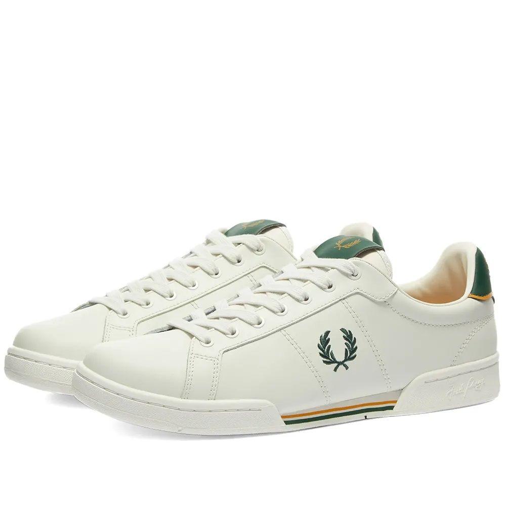 Fred Perry White And Green Authentic B722 Leather Sneakers Porcelain for  Men | Lyst