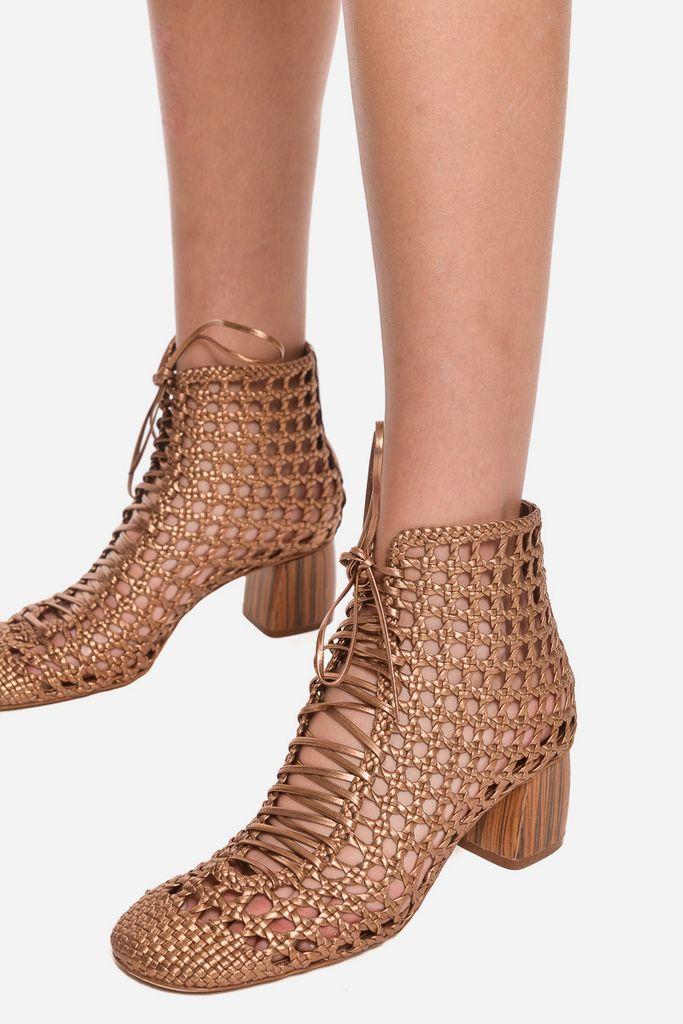 Forte Forte Ankle Boot In Perforated Nappa Leather Braided in Brown - Lyst