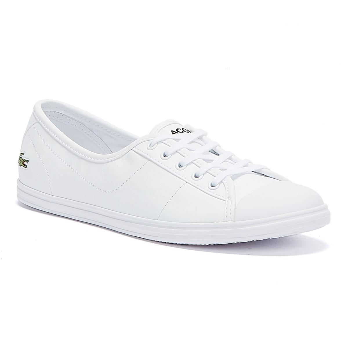 lacoste ziane white leather plimsoll trainers