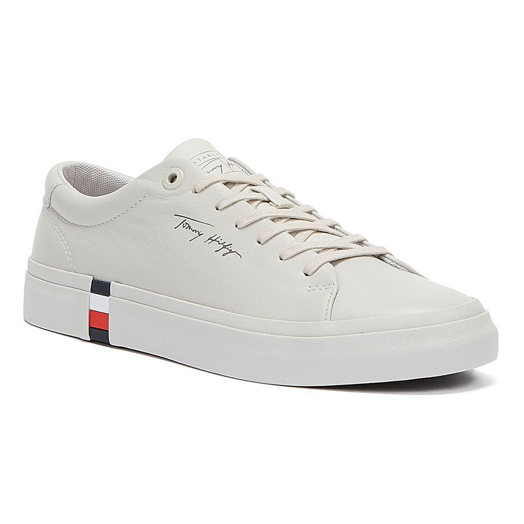 Tommy Hilfiger Corporate Modern Vulc Leather Trainers in Gray for Men | Lyst