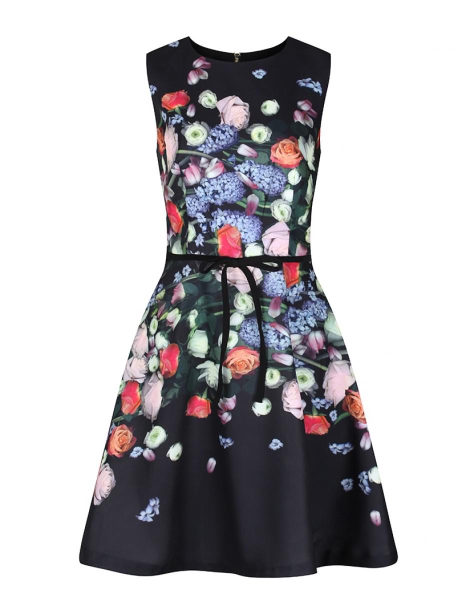 Splurge: Teyonah Parrisâs New York City Ted Baker âKaciedâ Black Floral Print Square Neck Sheath 