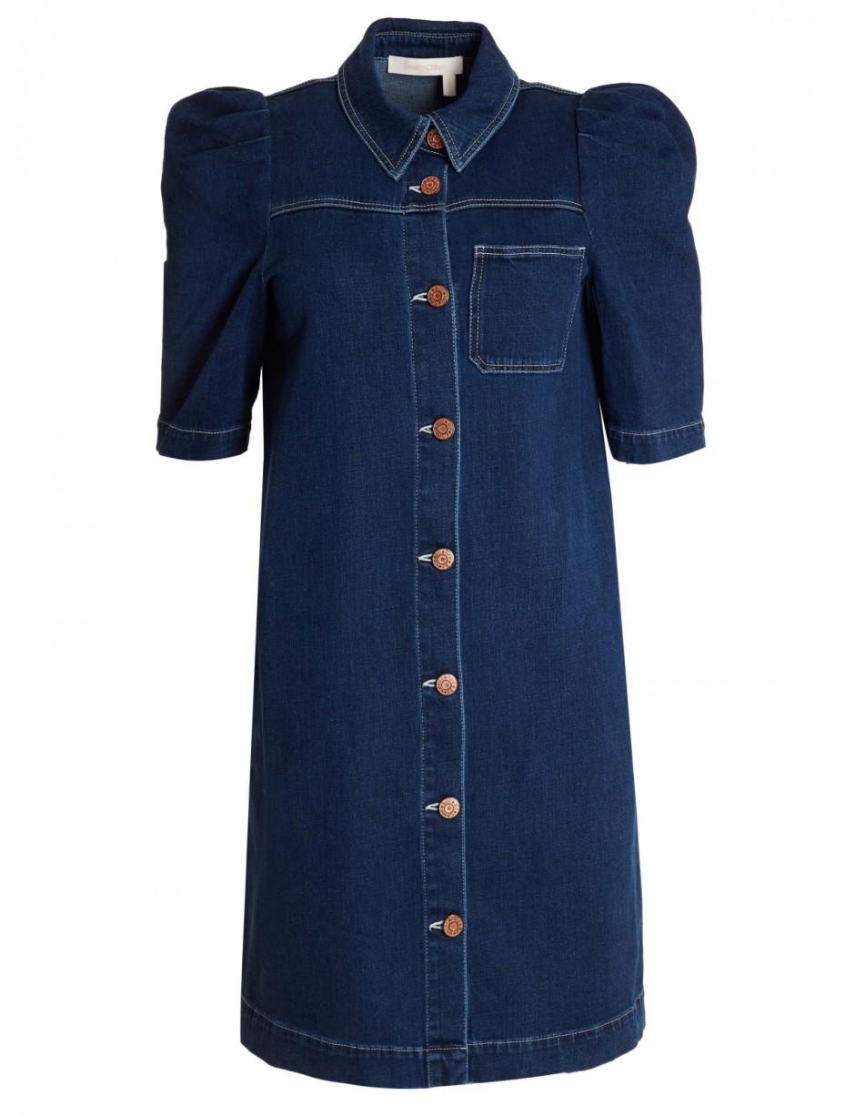 See By Chloé Denim Collared Dress in Blue | Lyst